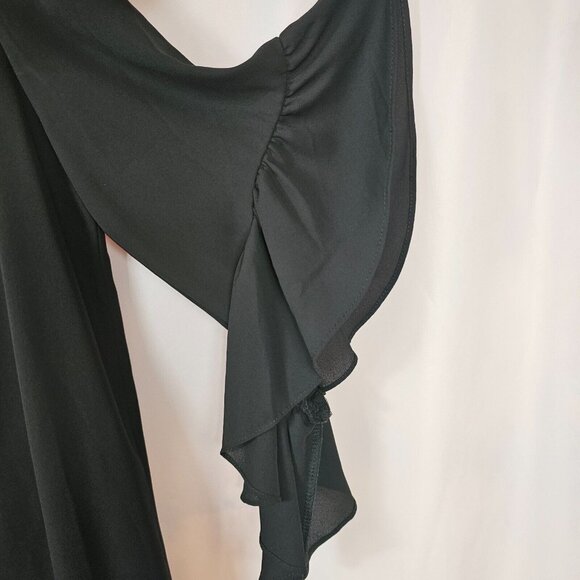 Whimsigoth Dark Academia Punk Rocker Flutter Sleeve Joseph Ribkoff Black 4 Top - Picture 10 of 14